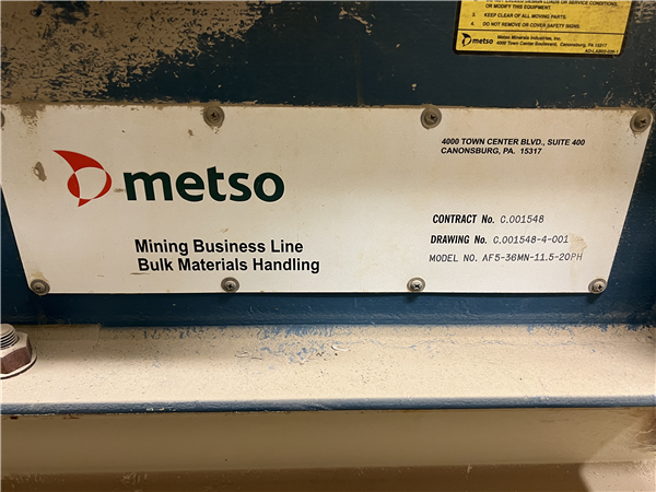 Metso Af-5-36mn-11.5-20ph 36" W X 11'6" L Pulley To Pulley Ore Apron Feeder)